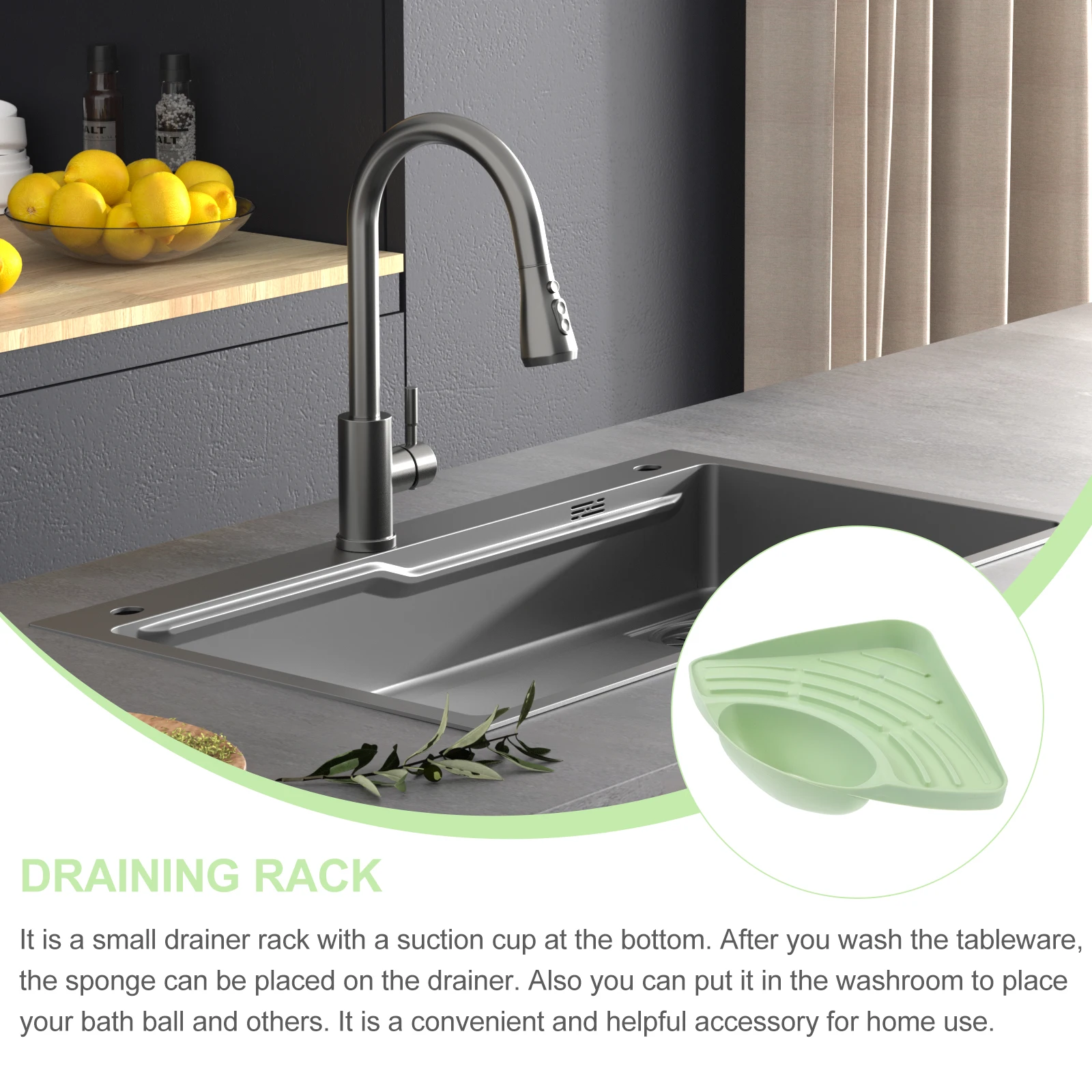 

Multifunctional Kitchen Sponge Holder Suction Cup Plastic Soap Drainer Scrubber Organizer Sink Storage Rack for Bathroom and