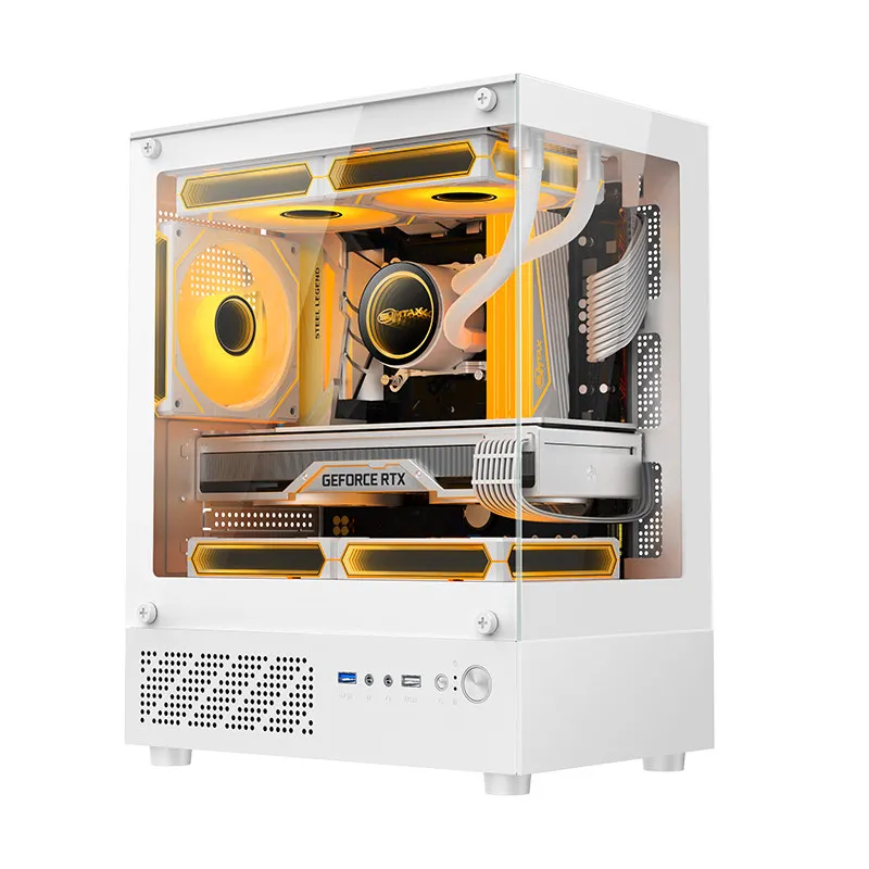 Compact Mini Ocean‑Style MATX Computer Case Side Transparent Panel Gaming Desktop PC Chassis