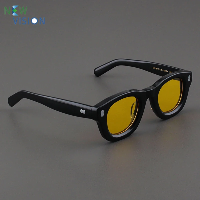 2024Men Sunglasses Fashion Luxury Brand Retro High Quality Thick Acetate Round UV400 Outdoor Handmade Women Designer SUN GLASSES