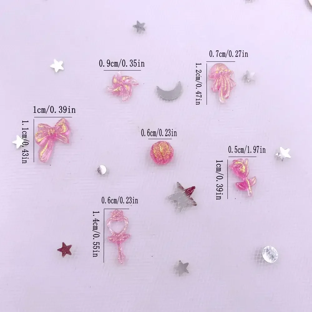 8g Resin Mix Glitter Colorful Magic Wand Jellyfish Rose Bow Art Nail Flat back Rhinestone Figurine DIY Scrapbook Jewellery Decor