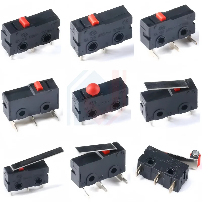 5Pcs Mini Micro Limit Switch NO NC 3 Pins PCB Terminals SPDT 5A 125V 250V 29mm Roller Arc lever Snap Action Push Microswitches