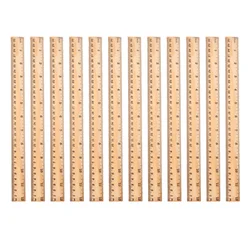 12pcs 30cm Wooden Straight Ruler Metric Rule Precision Double Sided Measuring Tool Office School Stationery Student Gifts