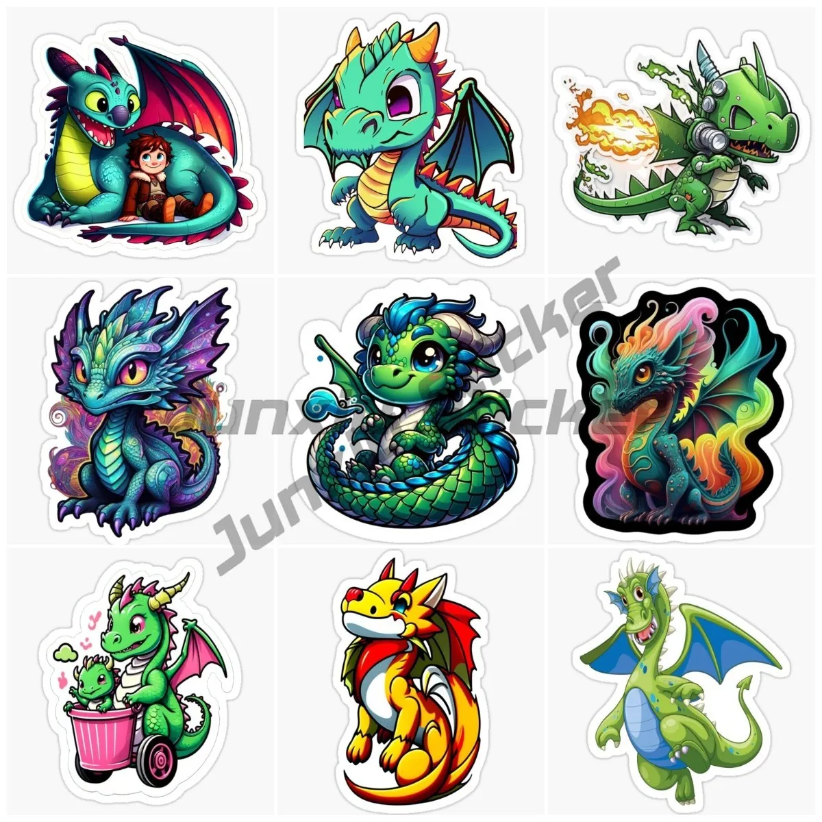 Cartoon Anime Dragon Cartoon Cool Wings Dragon Sticker Pack Children's Travel Luggage Laptop Decoration Graffiti Stickers