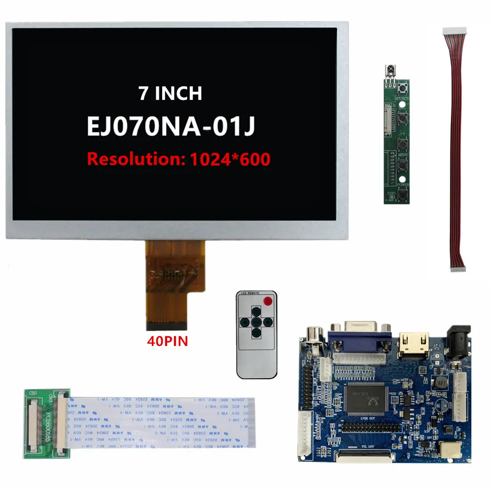 

7-дюймовый ЖК-экран 1024*600, плата управления драйвером, 2AV, HDMI-совместимый VGA для Raspberry Pi, портативный компьютерный экран