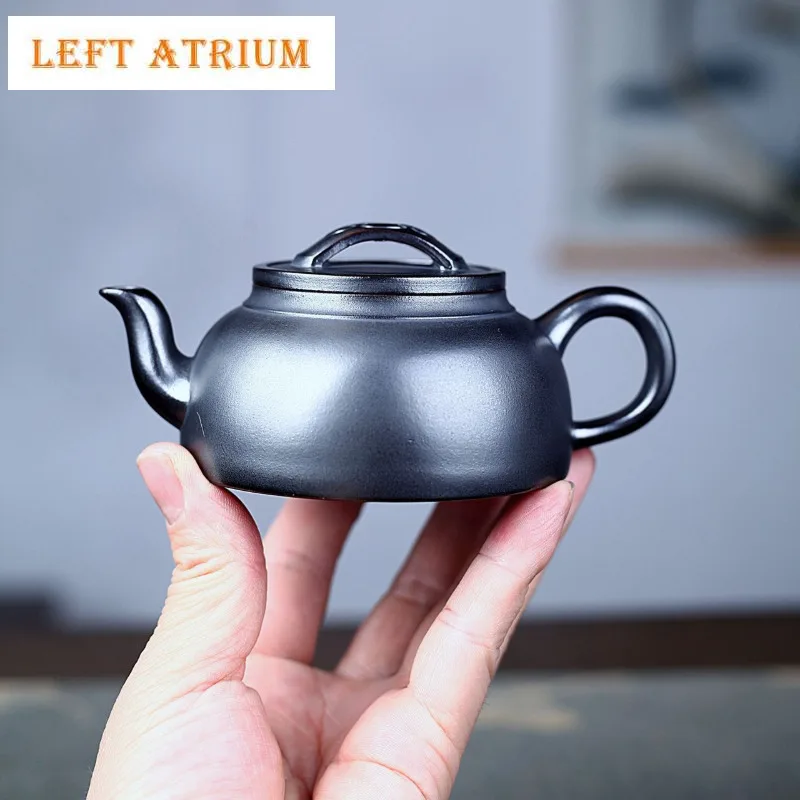 

150ml Antique Yixing Purple Clay Teapots Handmade Bridge-covered Half-moon Pot Raw Ore Stone Yellow Mud Kettle Zisha Tea Set Cha