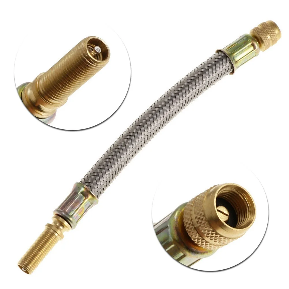 Premium Stainless Steel Tire Valve Extension Hose 180mm Length For Truck SUV RV Dual Wheel Tire Inflation And Checking