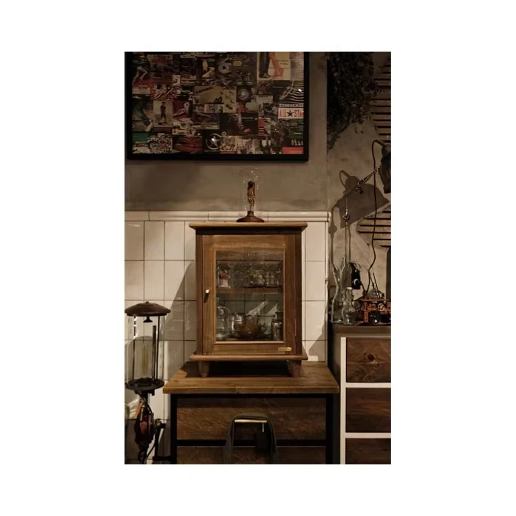 Solid wood jewelry cabinet, display cabinet, tableware, coffee, tea cup, water cup, countertop storage cabinet