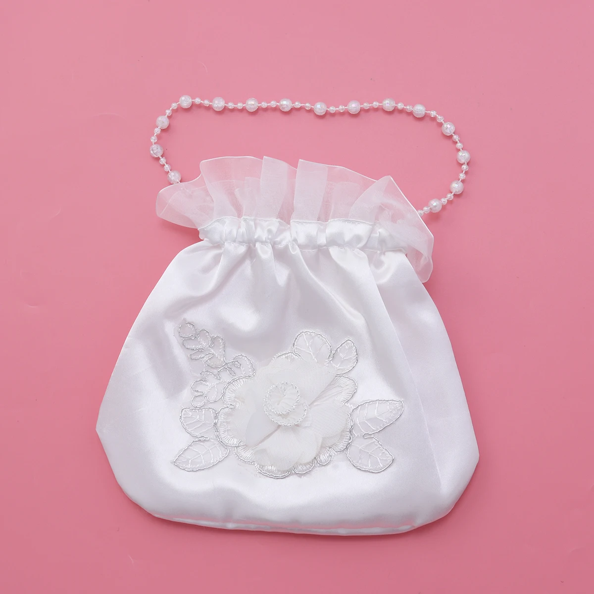 

Bridal White Satin Rhinestone 21x22cm Wedding Handbag Bride Purses Bridesmaid Gift Tote Accessories