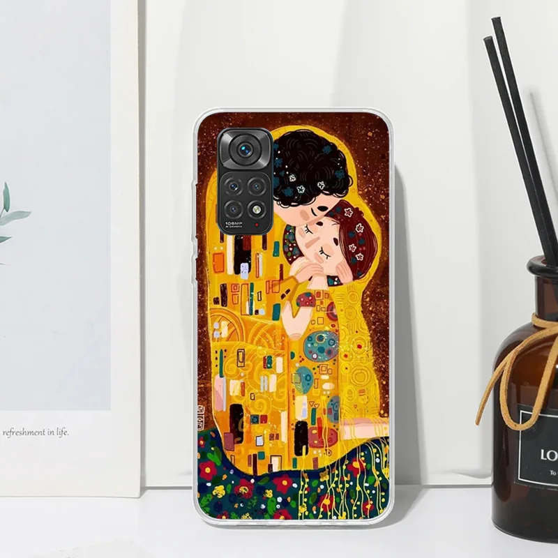 Kiss by Gustav Klimt Desig Phone Case For Xiaomi Redmi Note 13 14 12S 11S 10S 12 11E 10 Pro Plus 11T 9S 9 8T 8 7 Art Fundas Back image 6