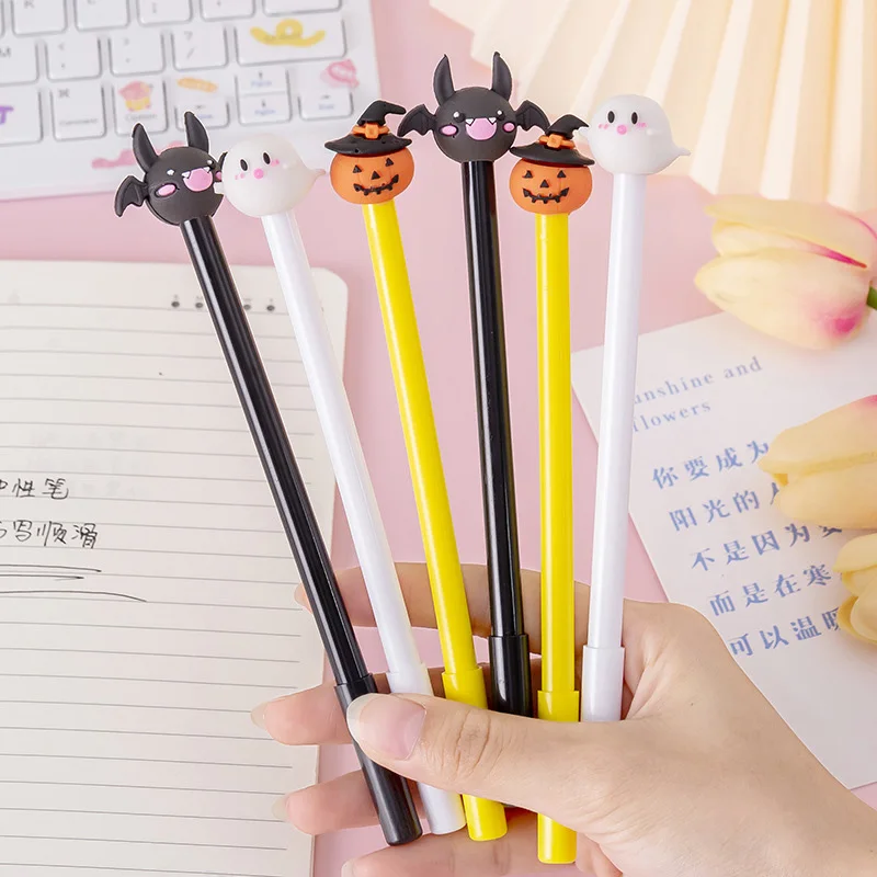 3Pcs/Set Creative Pumpkin Lights Bat Ghost Halloween Gel Pen 0.5mm Ink Christmas Gift Kid Student Prize School Office Stationery