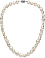 Baroque Pearl Necklace for Women 8-9mm 9-10mm AA Quality Freshwater Cultured Pearl Strand Necklace with Sterling Silver Clasp