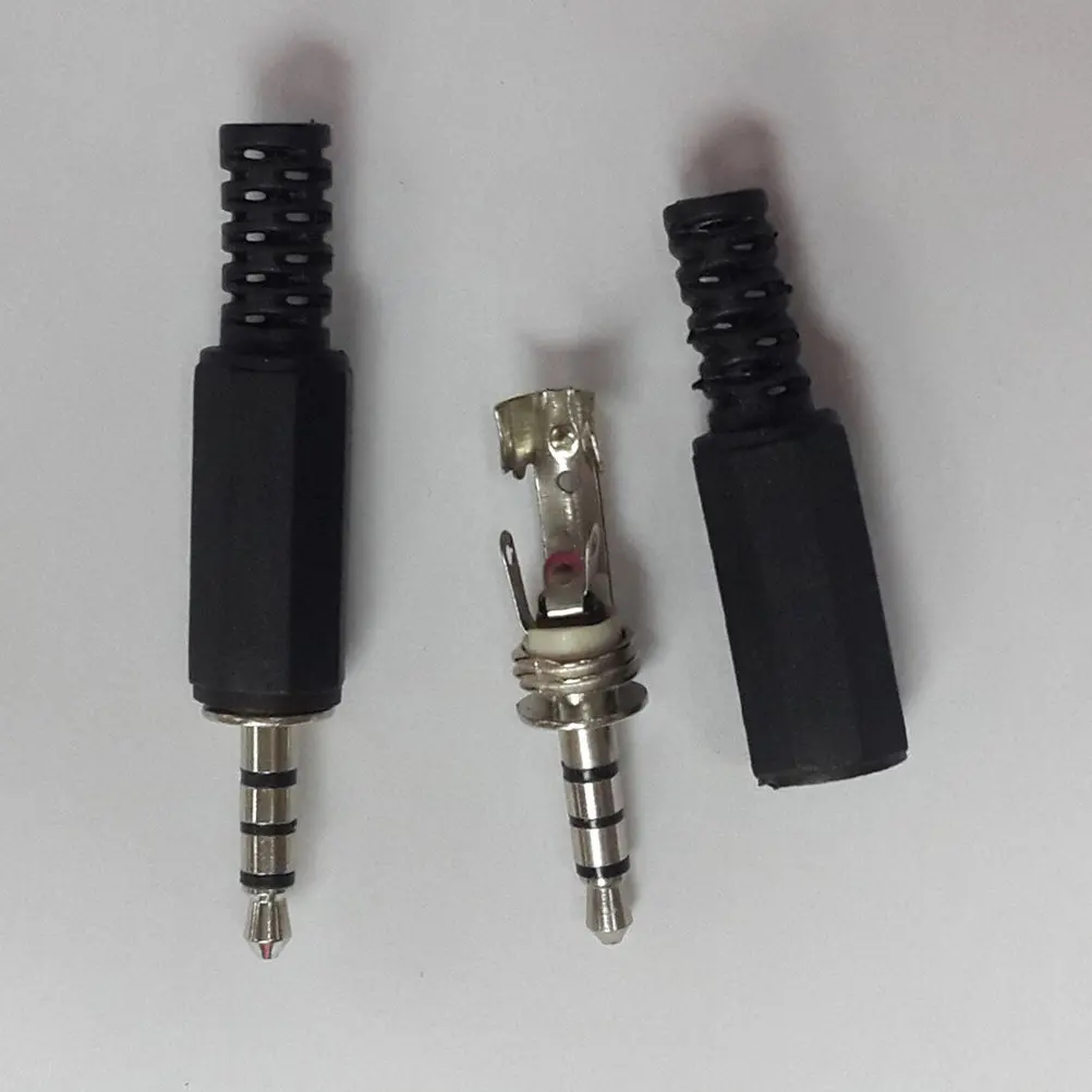 10Pcs 3.5mm Audio Male Plug Earphone Connector Stereo 4 Pole 3 Rings Solder Type Repair Headphone Microphone Cable Replacement