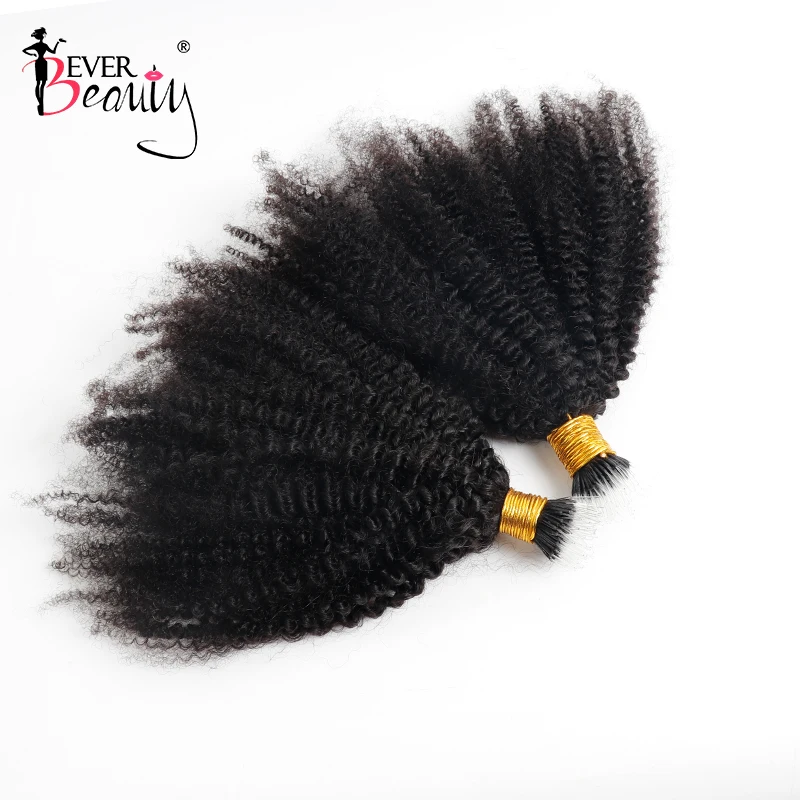 Afro Kinky Krullend F Tips Microlink Human Hair Extensions Bundels Nano Ringen Hair Plastic Fearther F Tips Ik Tip Voor zwarte Vrouwen