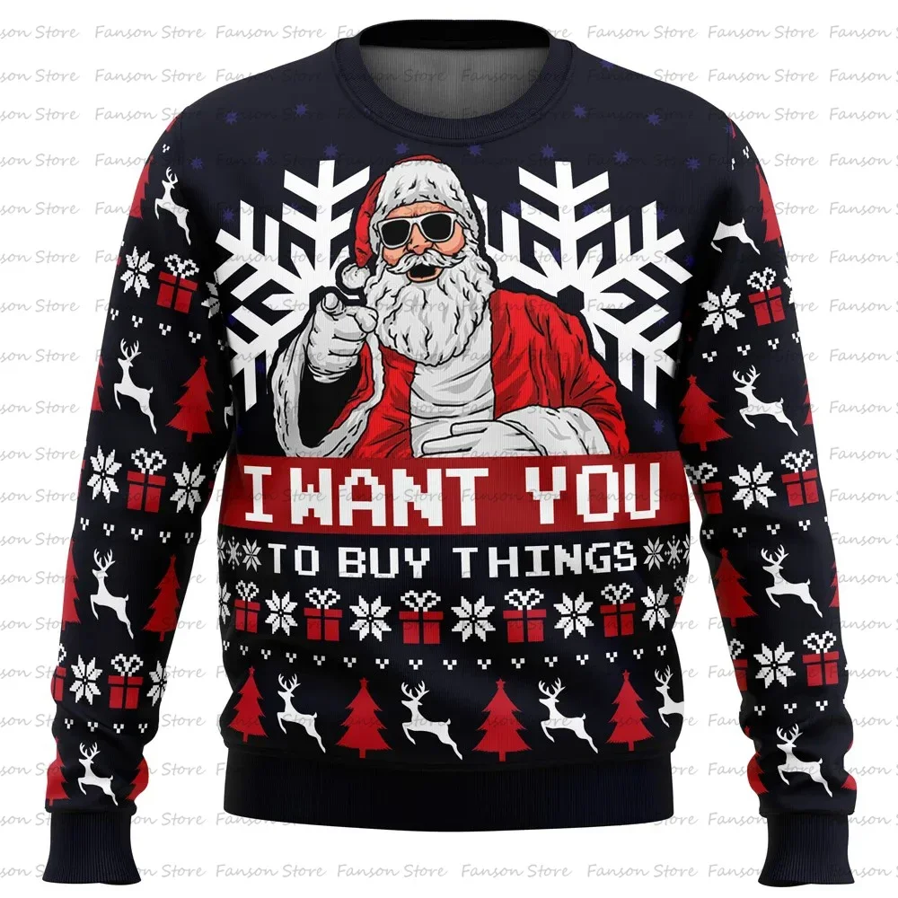 

Uncle Santa Claus Ugly Christmas Sweater Cartoon Anime Women Men Pullover Top Fashion Couple Hoodie Sweatshirt