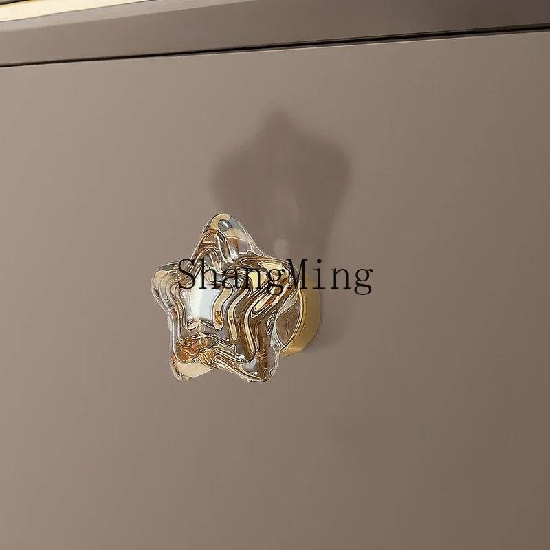 

CLL personalized creative light luxury crystal single hole drawer handle champagne transparent crystal cabinet cabinet