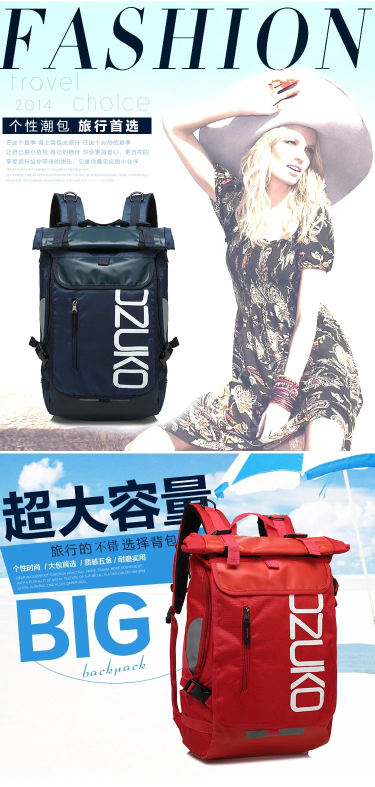 OZUKO Rucksack Männer 15,6 Zoll Laptop Wasserabweisende Schultasche für Teenager Casual Student Rucksäcke Männliche Reise Mochila Mode – Detail 17