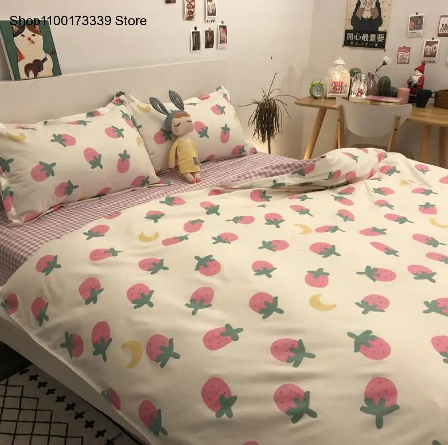 Rainbow Bedding Set Cartoon Printed Sheets Adult Children Sheets Quilt Cover Pillowcase Four Seasons