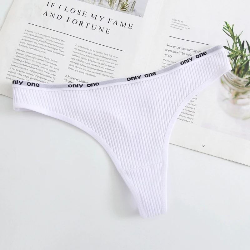 Plus Size Cotton Sexy Low Waisted Thong Letter Women Underwear Elastic Comfortable Solid Color Breathable Sports Panties XL-4XL