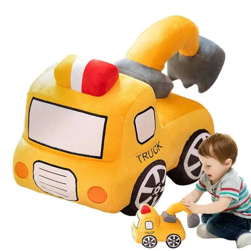 Stuffed Excavator Cuddly Stuffed Construction Car Toys Plush Doll Accessories For Kids Children And Adults Huggable Plush Dolls