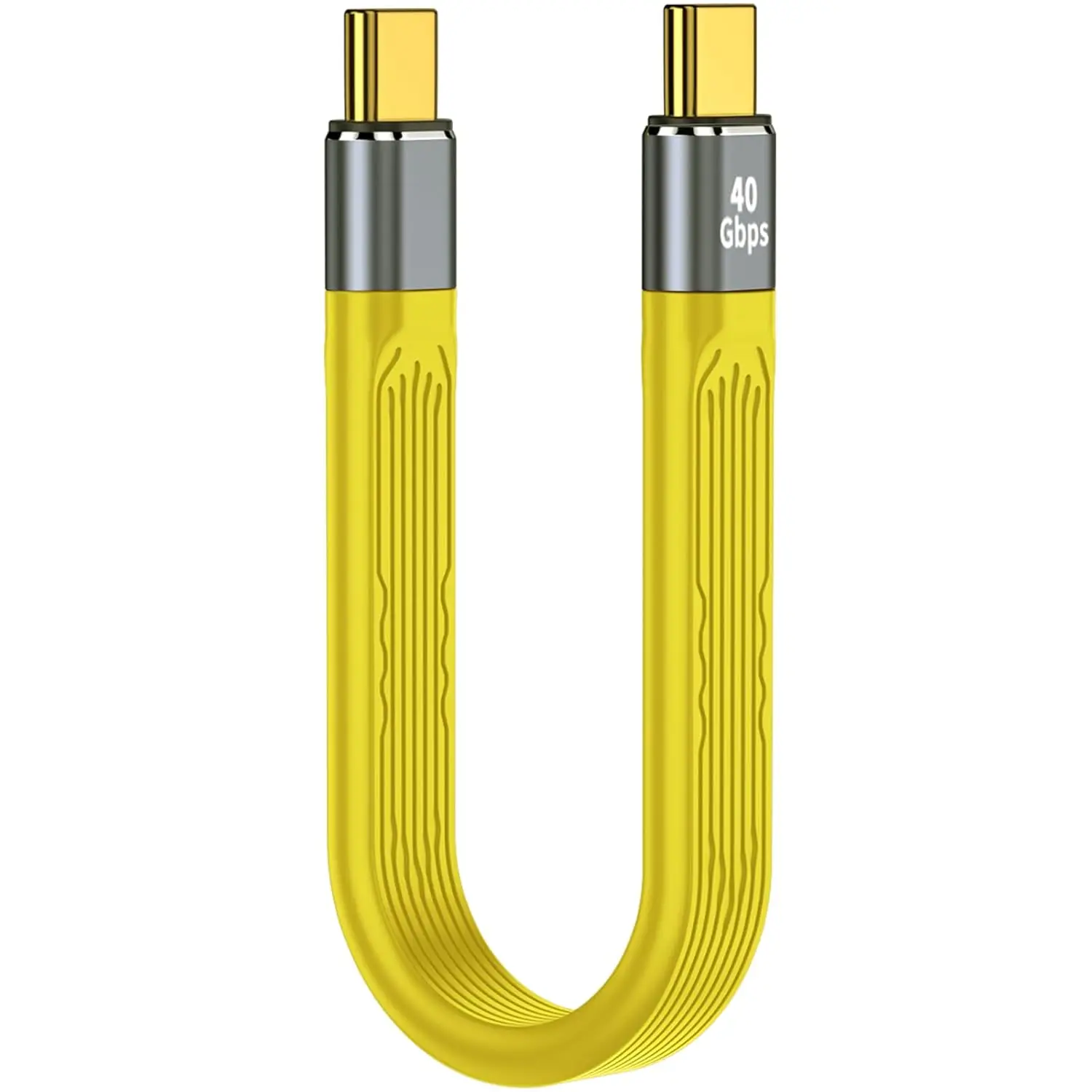 อะแดปเตอร์ถ่ายโอนข้อมูลความเร็วสูง5นิ้วสีเหลือง Type C ตัวผู้ไปยังตัวผู้สายที่ชาร์จความเร็วสูง100W 40Gbps สำหรับชุด iPhone15