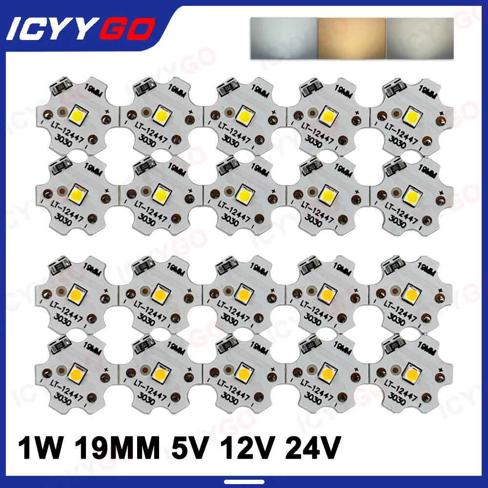 

10PCS LED Lamp Beads 5V 12V 24V Warm White Light PCB Board 19MM for Spotlights Night Lights Plum Blossom Shape Mini Light Board