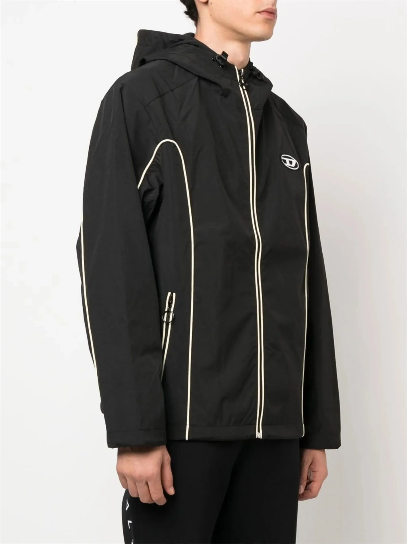 JHives Logo Embroidered Patch Windproof 3D Pattern Zipper Cardigan Jacket Unisex Outerwear Youth Fashion Autumn Coat