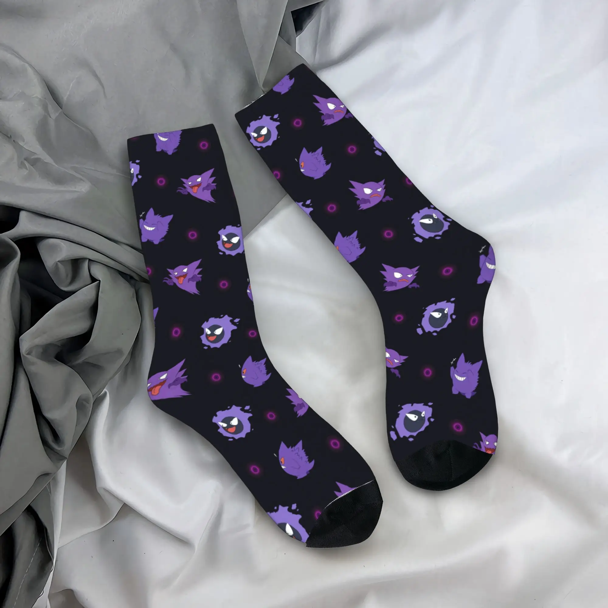 Happy Funny Male Men Socks Hip Hop Pokemons Cartoon Gengar Sock Polyester  Graphic Women's Socks Spring Summer Autumn Winter