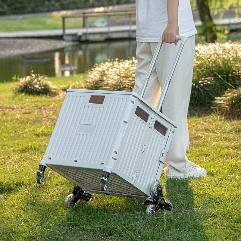 Outdoor storage box Small trolley Household light portable folding shopping cart Household trolley trolley Express trolley