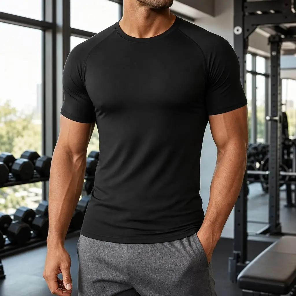 1/2/5er-Pack Herren-Kompressionsshirt, Kurzarm, Schnelltrocknend, Atmungsaktiv, Sportunterwäsche mit Stretchmaterial für Fitness und Laufen – Detail 1