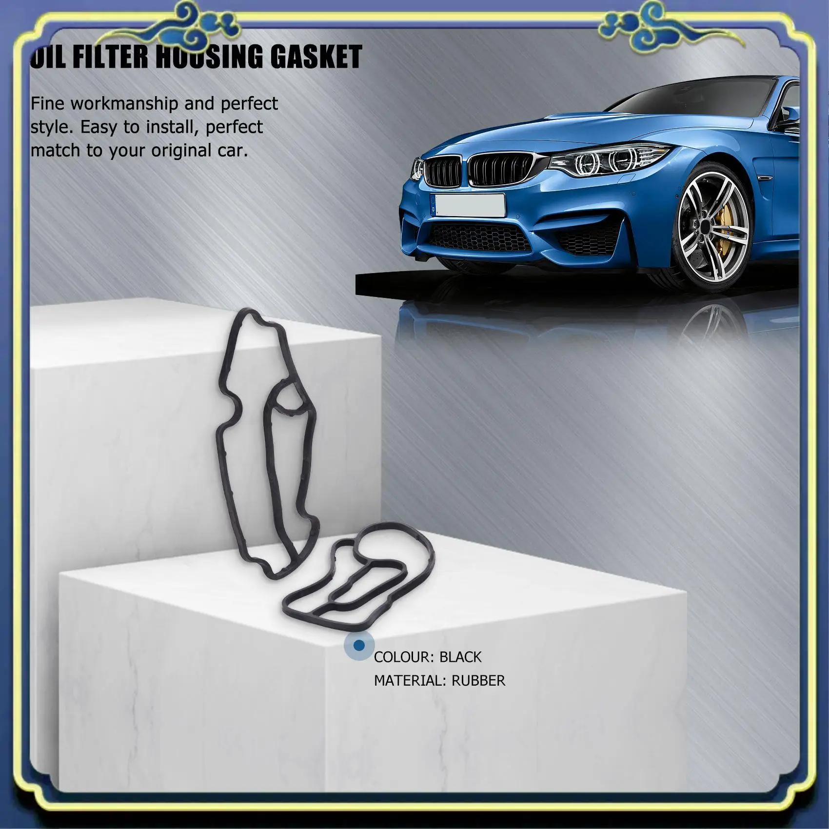 

AU16-2Pcs Black Rubber Oil Filter Housing Gasket Fit For Mercedes Benz ML320 ML350 R320 Dodge Sprinter 6421840080 6421801410