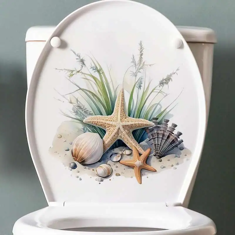 Beach Starfish Shells Wall Sticker Bathroom Toilet Decor Living Room Cabinet Refrigerator Home Decoration Decals Stickers M1422