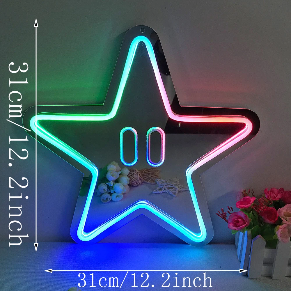 Bluetooth APP Mirror Neon Led Sign Lights for Room Decor Adjustable Color Party Decoration Start Cloud Love Shape Neon NightLamp