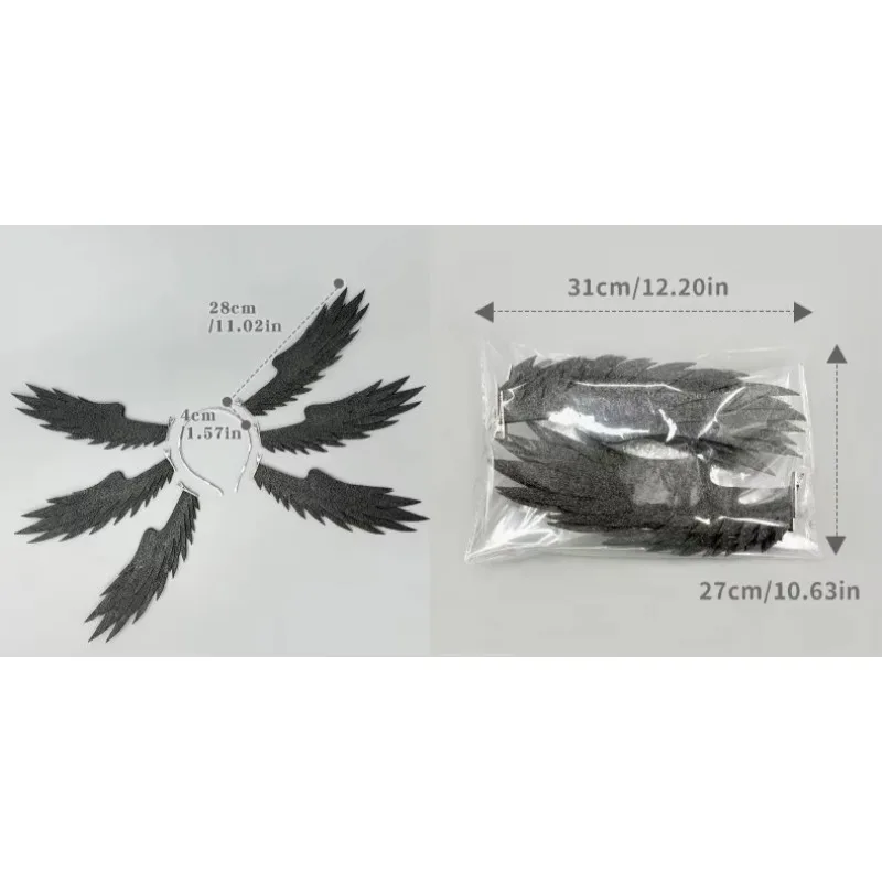 Six‑Piece Wing Feather Headpiece, Angel Cosplay Headband, Halloween Carnival Comic‑con Theme Party Costume Hair Accessory