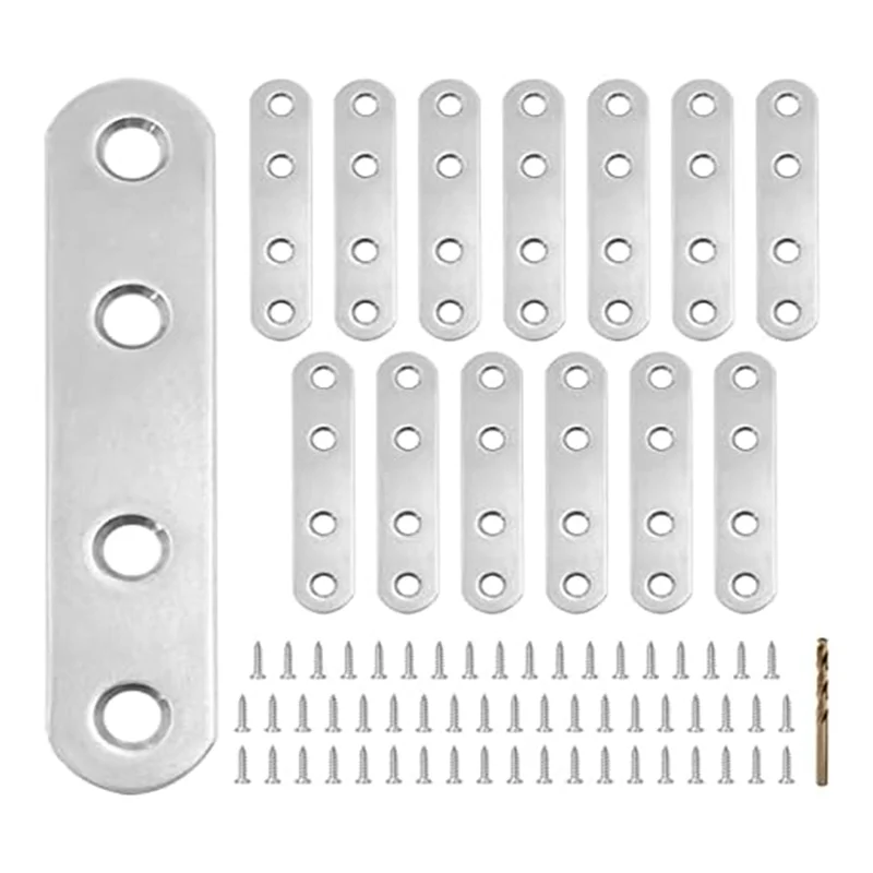 

BAAG-14PCS 2.99 X 0.63Inch Straight Brace Stainless Steel Flat Bracket Fit For Wood Desk Chair Cabinet Drawer Closet