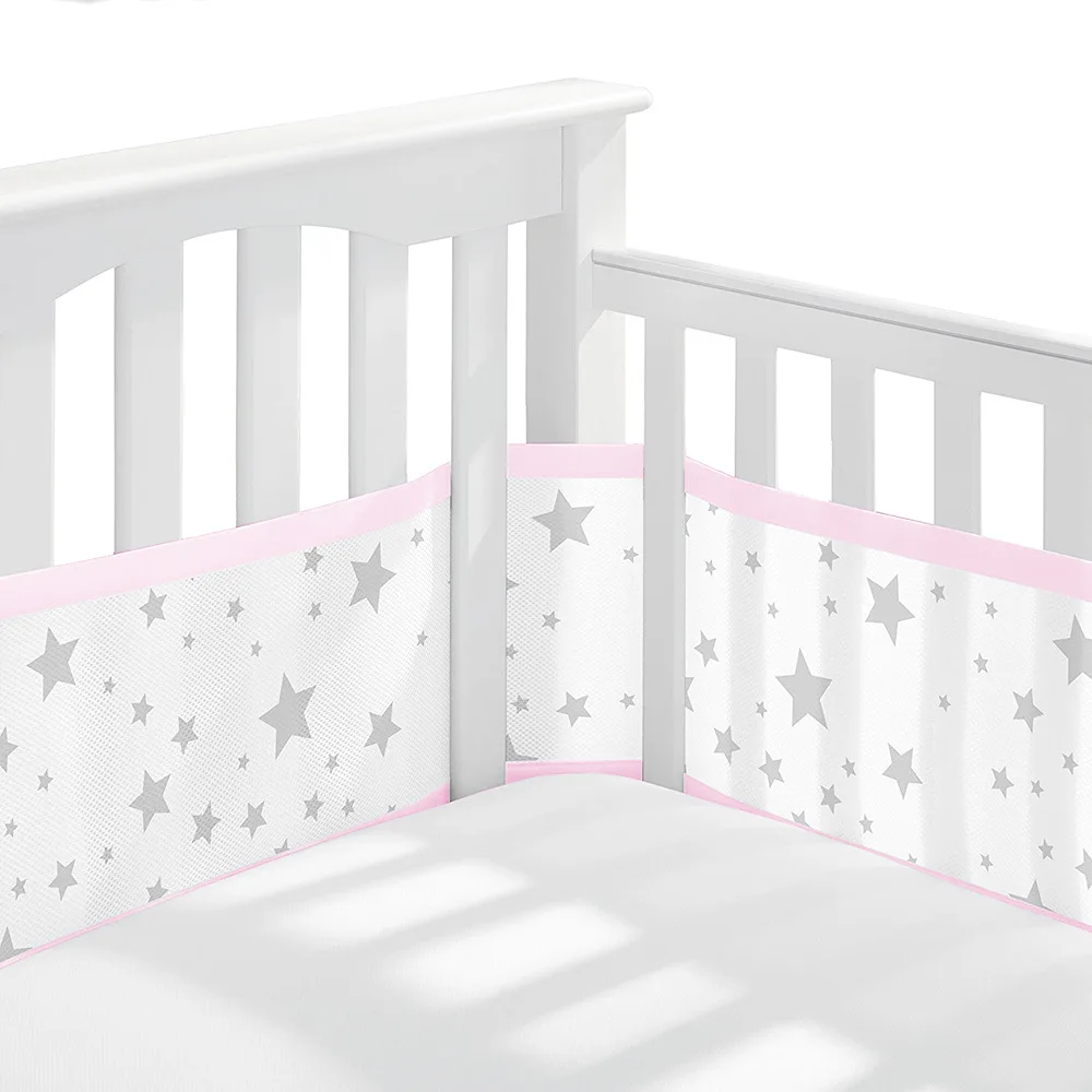 2Pcs/Set Baby Crib Breathable Mesh Bumper Bed Cushion Bed Surround Baby Fence