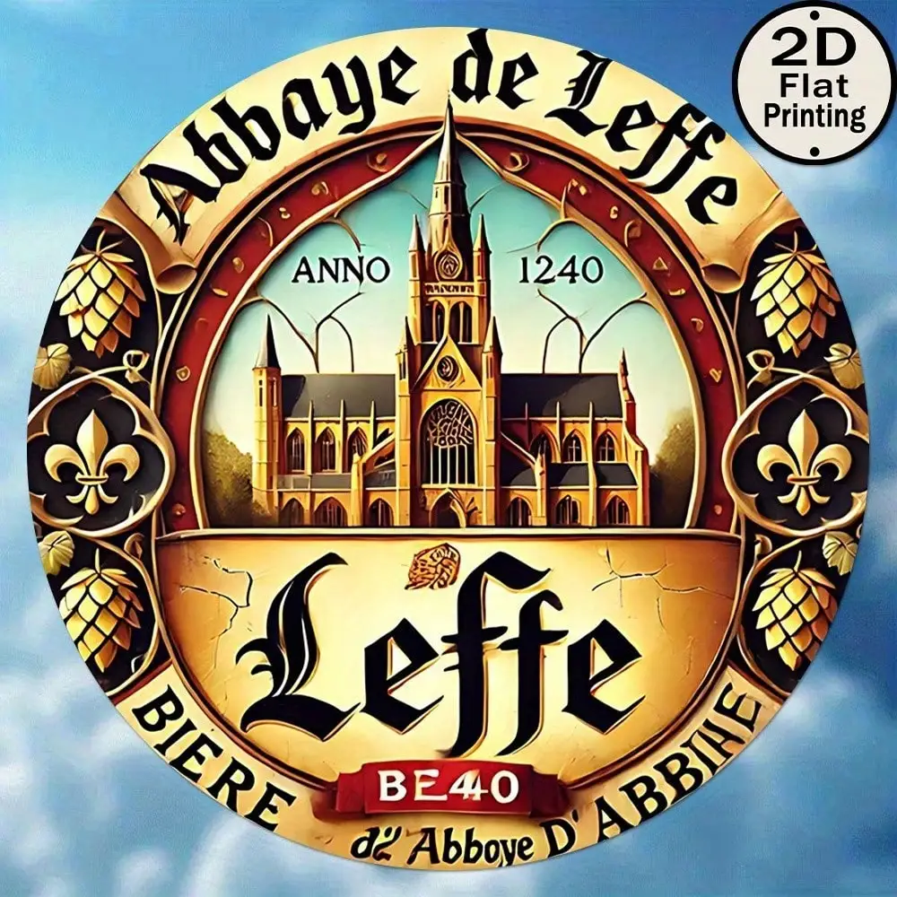 Leffe Vintage Metall-Wandschild 8x8 Zoll Retro Bier-Logo Pub Bar Dekoration