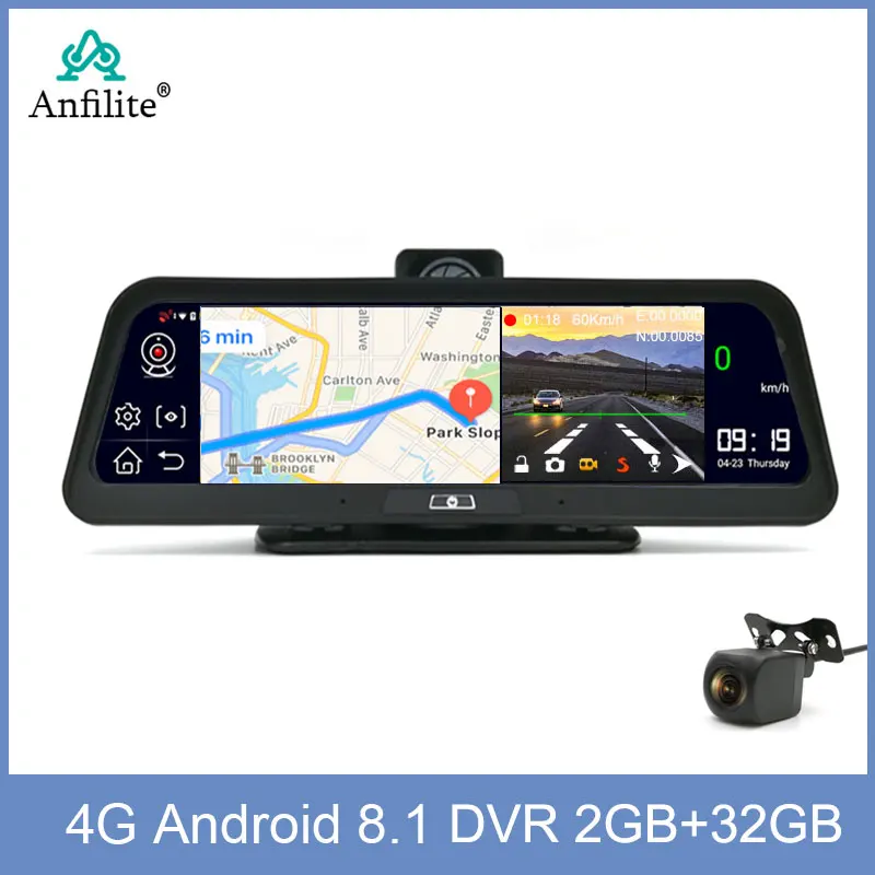 10 inch 4G GPS Navigation Android 8.1 ADAS 2GB+32GB dash cam camera Dual Lens 1080P car video Recorder Registrator