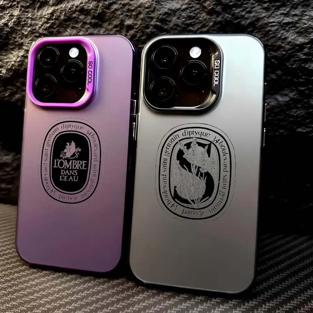 

Luxury D-Diptyques Phone Case For iPhone 17 16 15 14 13 12 11 Pro Max Air Colorful Matte Laser Aurora Shockproof