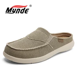 Zapatillas de lona cómodas para hombre, zapatos planos sin cordones, informales, transpirables, antideslizantes, para caminar