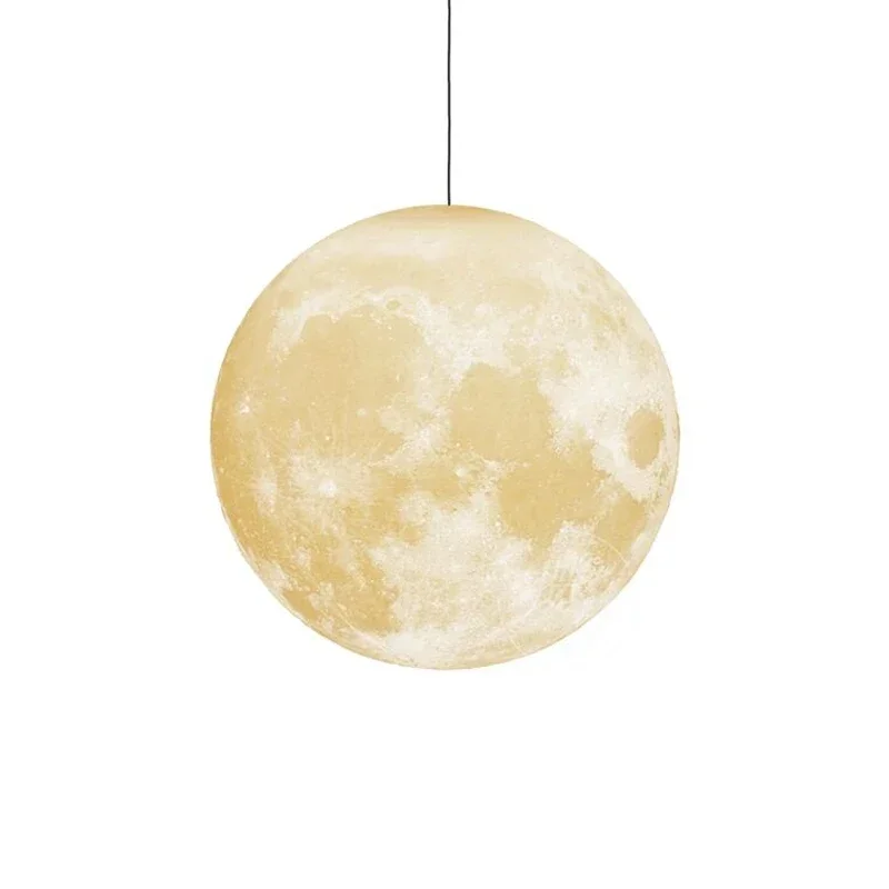 Modern Led 3d Print Moon Pendant Living Room Restaurant Hanging Lamps E27 12w 90v-260v Indoorchildren\'S Lighting Luminaire