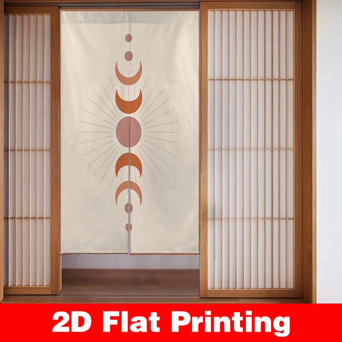 Boho Sun Moon Crescent Minimalist Door Curtain Room Divider Screen Tapestry Modern Decorative Indoor Wall Hanging Divider Panel