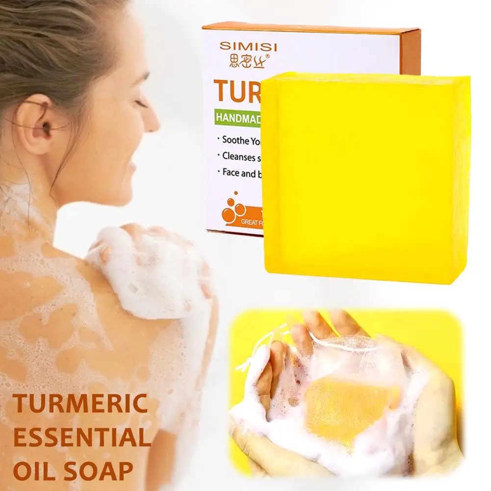 

80G Turmeric Ginger Essential Oil Soap Handmade Soap Cleansing Moisturizing & 80G K5V2