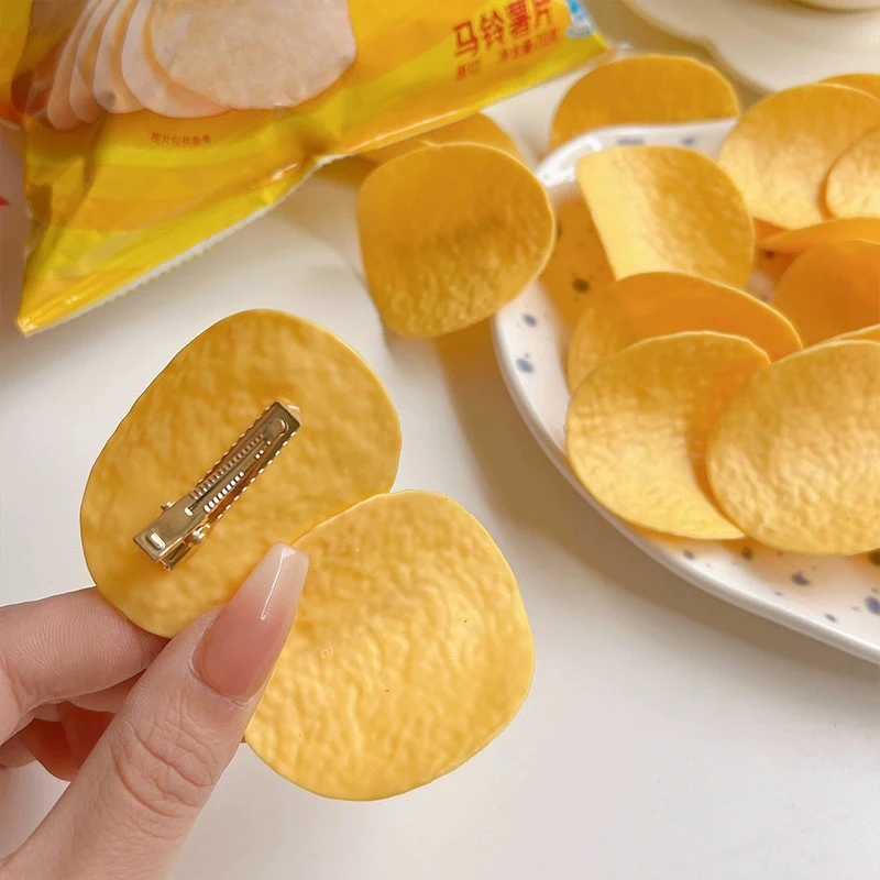 

Funny Simulated Potato Chip Hairpin Hair Clips For Girls Women Hair Accessories Duck Bill Clip Side Clip