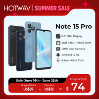 HOTWAV Note 15 Pro Mobile Phone Android 14 6.6'' HD+ 12(4+8)GB 128GB Cellphone 13MP 5160mAh 8.9mm Ultra-Thin Smartphone