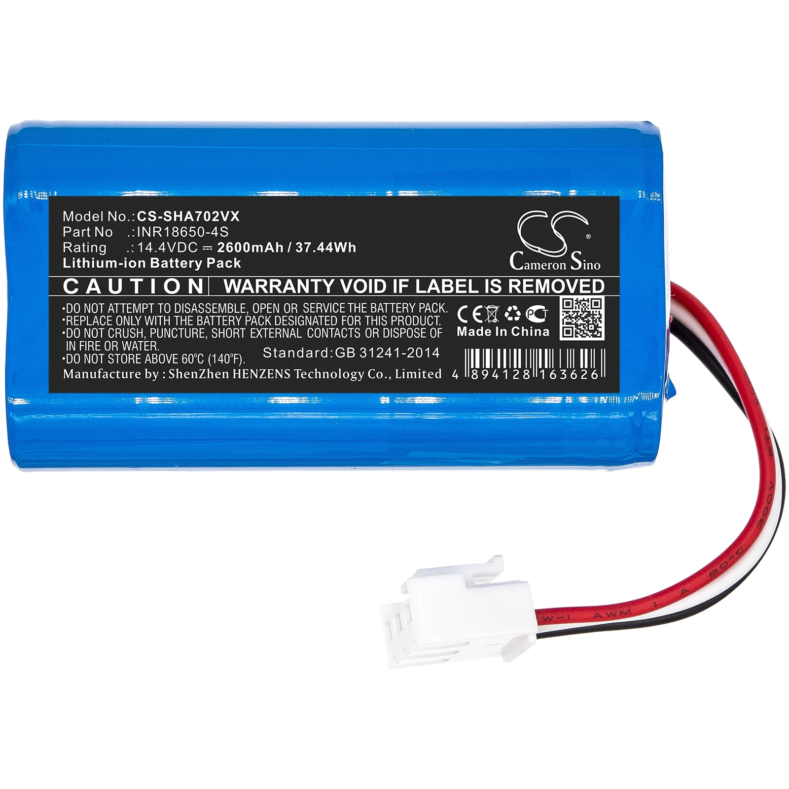 Li-ion Vacuum Battery for Severin Chill,14.4V,2600mAh,RB-7028 RB7028,INR18650-4S 84196