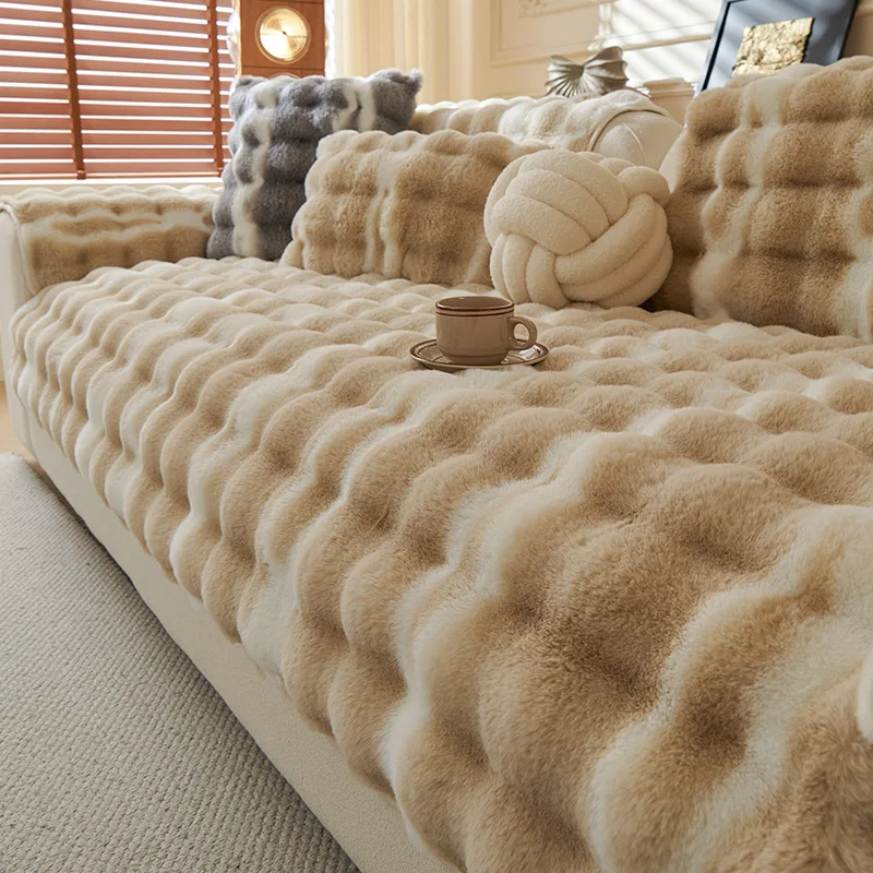 

Утолщенный плюшевый чехол для дивана из искусственного кроличьего меха, нескользящий мягкий чехол для дивана, полотенца, чехол для дивана, домашний декор для гостиной M116