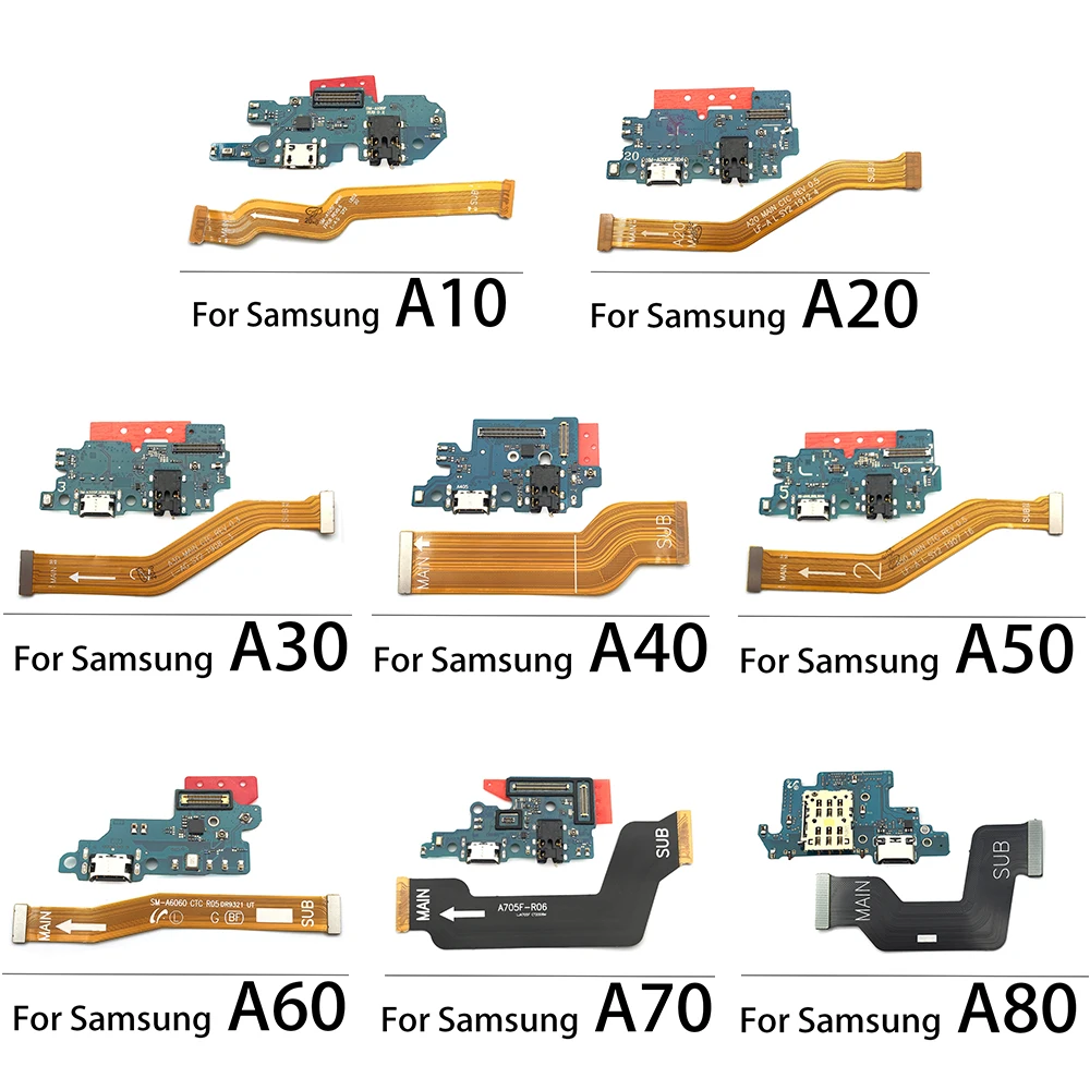 USB 충전 포트 커넥터 보드 플렉스 케이블, 삼성 A10 A20 A30 A40 A50 A60 A70 A80 마더보드 플렉스 케이블, 10 개