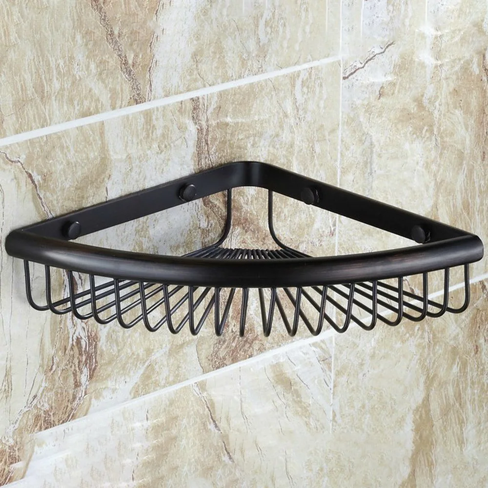 Bathroom Accessory / Black Oil Rubbed Brass Wall Mounted Large Corner Shower Storage Basket Nba511