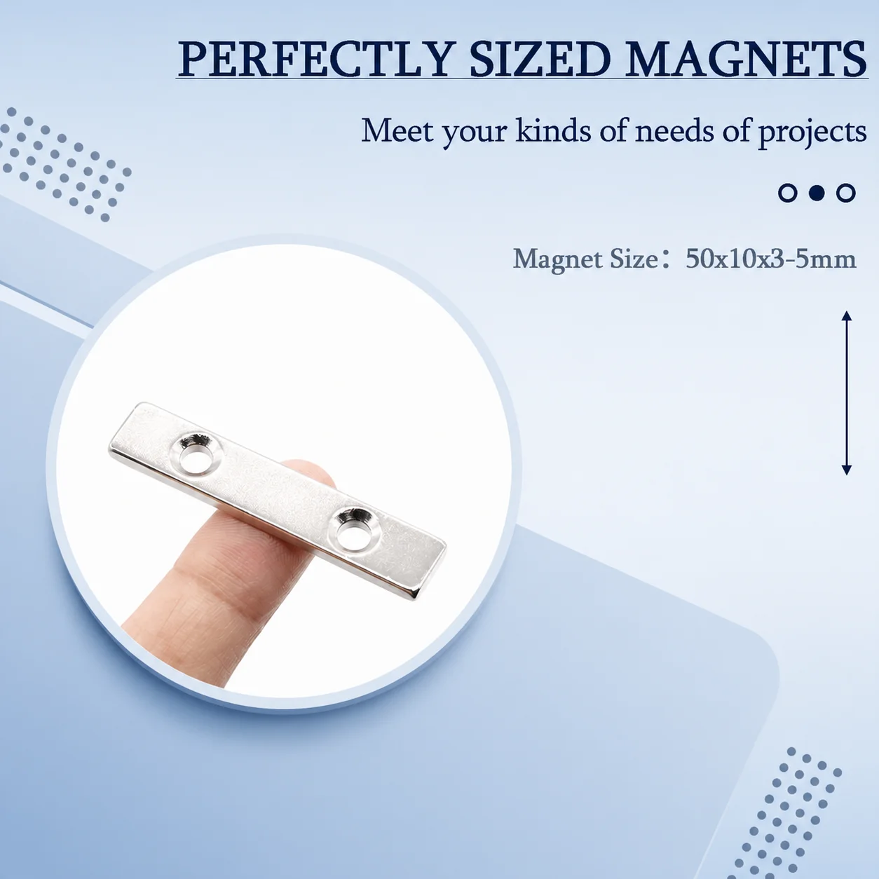 Neodymium Magnet Durable Stable Magnetic Iron Material Rectangular 50x10x3-5mm for Cabinet Attachment Tool Fixing