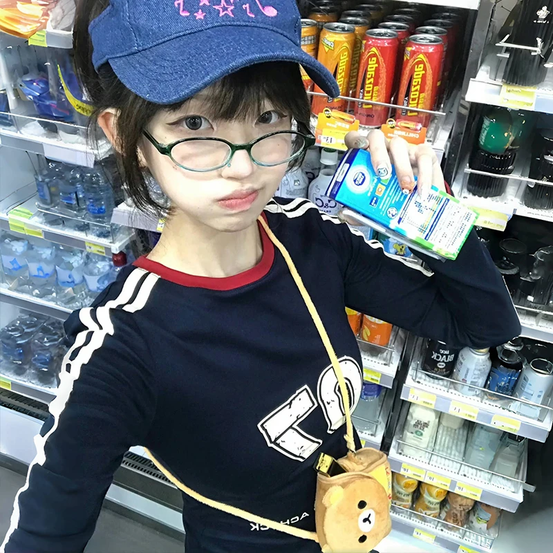 Karrram Japanese Y2k Letter Print T Shirt Vintage Harajuku Long Sleeve Jersey T-shirt American Retro Streetwear 2000s Aesthetics